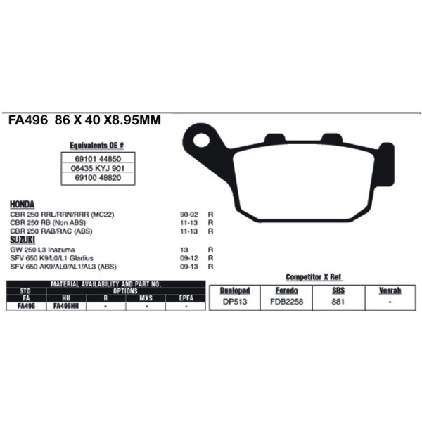 EBC EBC Brake Pads FA496
